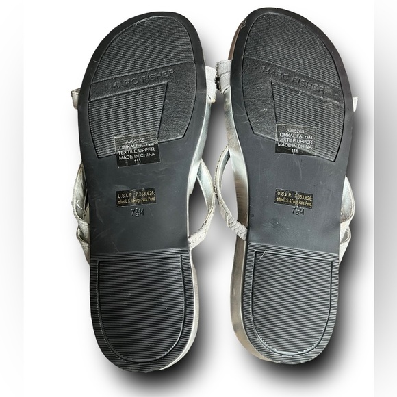 Marc Fisher • Silver Rhinestone Strappy Slide Sandal •Size 7.5 - Picture 9 of 9